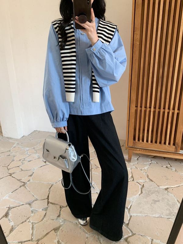 93322长袖衬衫女秋新款高级感圆领口衬衫气质拉满百搭衬衣|undefined