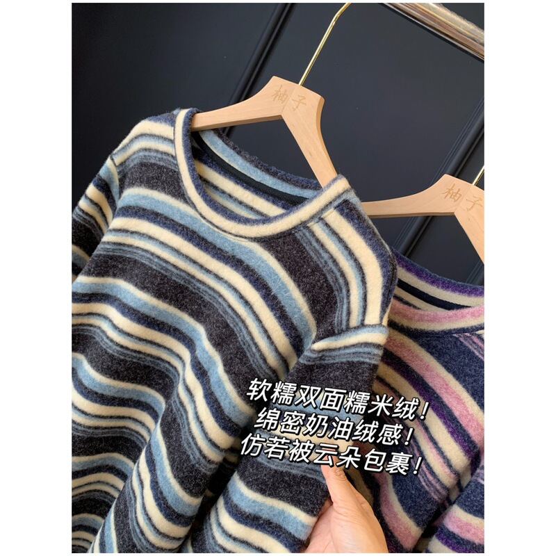 Soft and Waxy Double-Sided Glutinous Rice Velvet! Thick Cream Velvet Feels Like Being Wrapped in Clouds, Warm T-Shirt for Women 25 New Winter