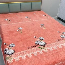 新加厚牛奶绒直角床盖三件套双面夹棉多功能盖毯简约防滑绗缝床盖