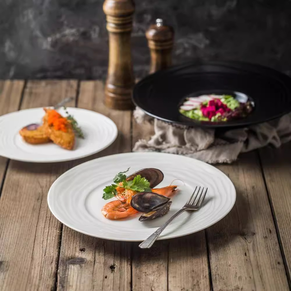 Hogar creativo plato de comida occidental filete plato plano pasta sombrero de paja plato de restaurante plato especial Hotel vajilla plato porcelana