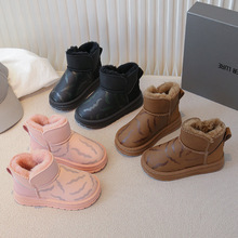 女童雪地靴2025新款冬季儿童女孩加绒加厚保暖棉靴中大童皮面防滑