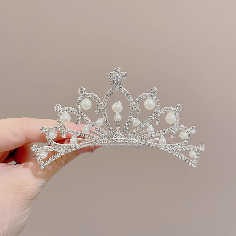Niños diamante de perla corona cabello para mujeres 2025 nuevo pein exquisito princesa rendimiento de cumpleaños pein adornamiento
