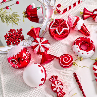 Cross-border Christmas Decoration suit Gift Box 78pcs Christmas Ball Pendant Christmas Hat Pendant Plastic Painted Christmas Ball