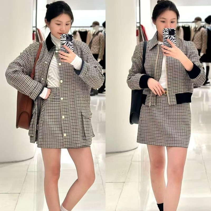 2024 Early Autumn New IC Xiaohe Sheep Wool Plain Wool Medium Thick Tweeded Coat Baseball Jacket