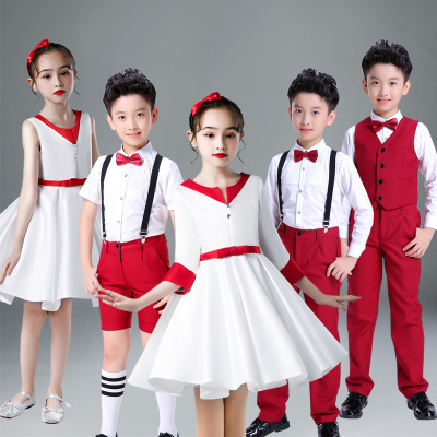 Children's Day costume Host children Suspenders girl Poetry Recitation match Primary and middle schools Costume