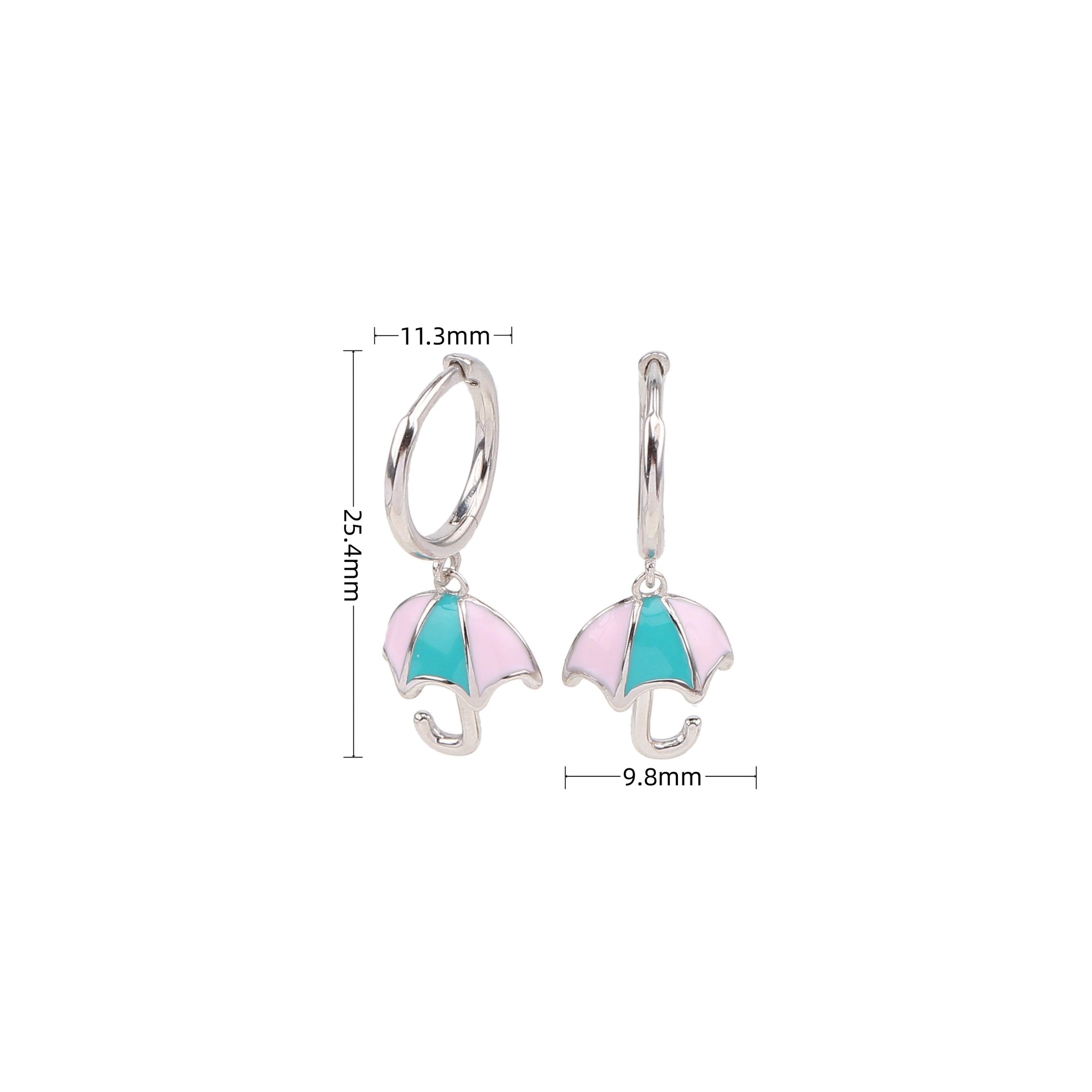 1 Pair Novelty Simple Style Umbrella Enamel Sterling Silver Drop Earrings display picture 2