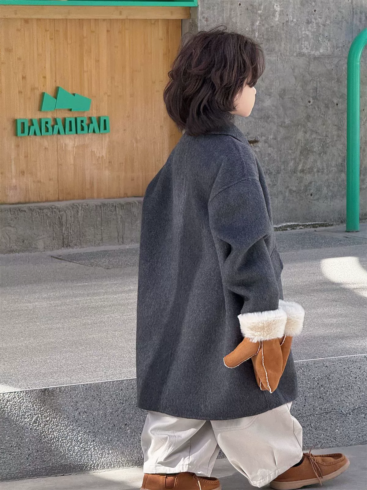 Зимнее двустороннее шерстяное детское тёплое летнее одежды, семейный стиль, западный стиль