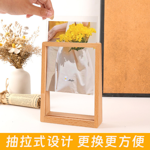 Acrylic solid wood photo frame 7 inch 8 inch A4 wooden photo frame desktop table diy beech wood photo frame customization