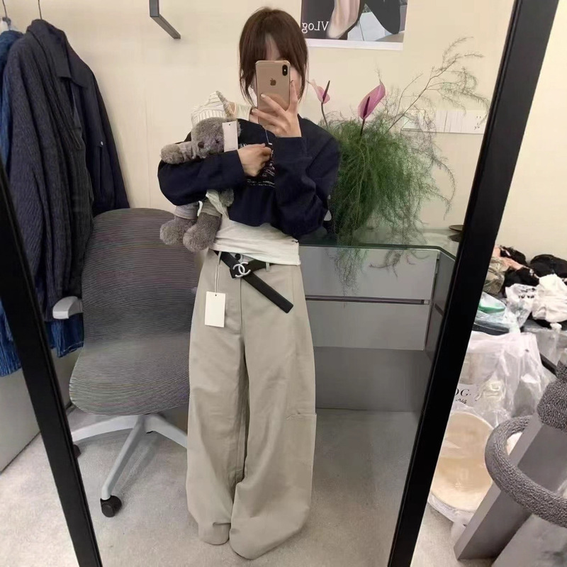 韩系宽松工装裤女2025秋季新款时尚高腰显瘦慵懒风设计感休闲裤|undefined
