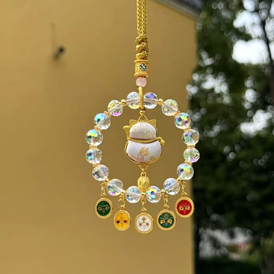 Lingyin's new lucky bag with Song Car hanging - light-pink-fortune-cat