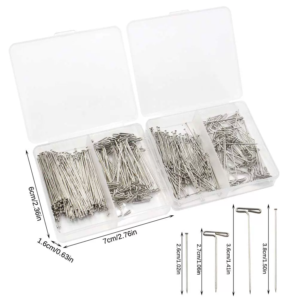 批发350枚双格大头针27/38mmT针套装缝纫拼布固定布料用DIY大头针