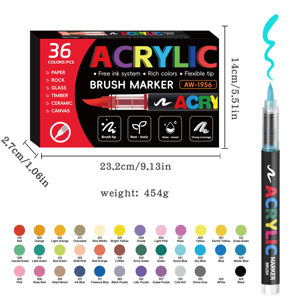 Marcador acrílico directo 280 colores a todo color Pincel de color grande profesional de arte lote en stock