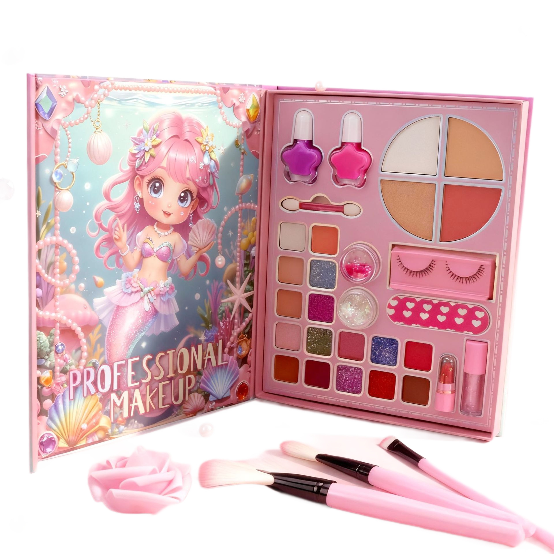 VARIEDQUEEN multicolor maquillaje caja de cubierta maquillaje facial lipstick rosa sombra de ojos polvo de viaje maquillaje simple