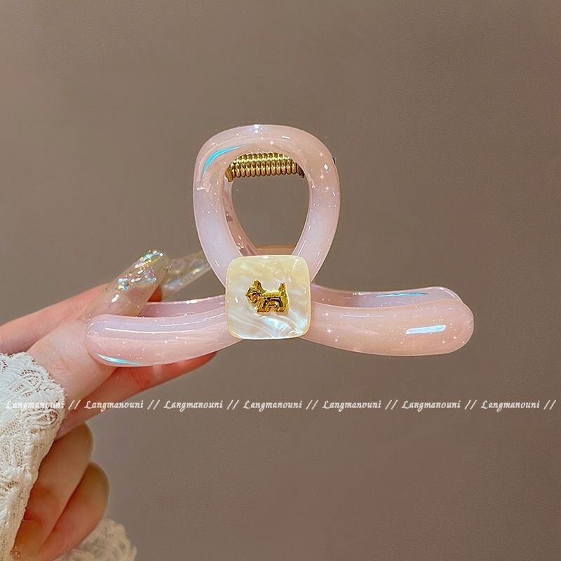 韩国简约牛仔蝴蝶结抓夹女2025新款后脑勺盘发高级发夹鲨鱼夹发饰|undefined