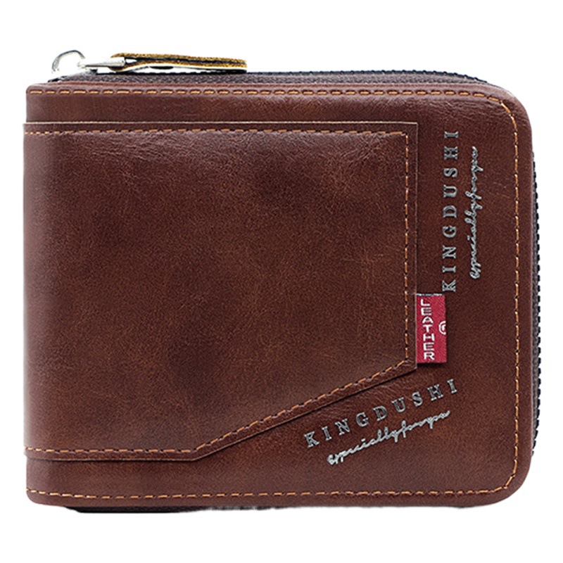 Kingdushi hombres cartera corta de gran capacidad Multi-tarjeta de identificación bolsa de moneda bolsa de bisagra bolsa de cadena al por mayor