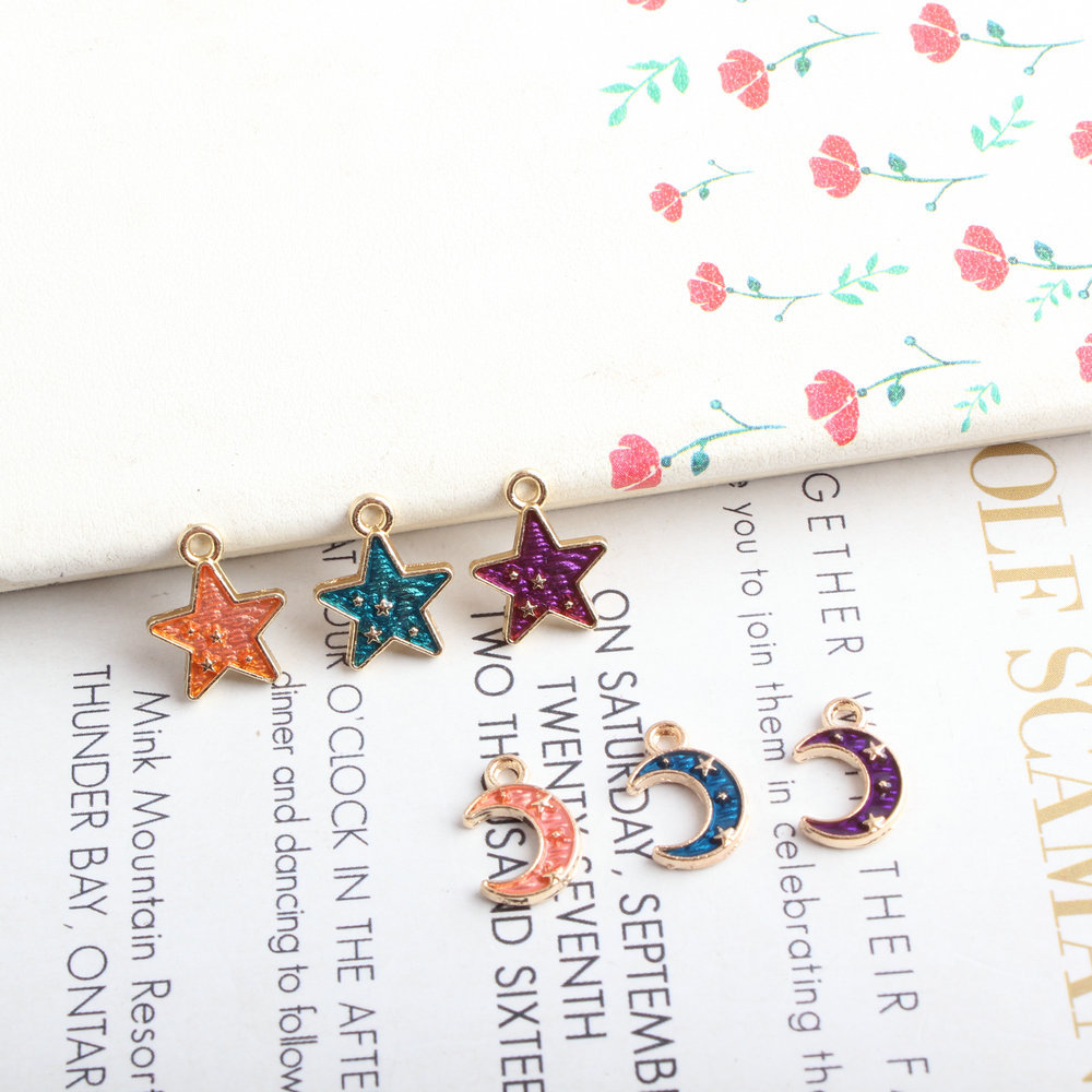 10 PCS/Package Alloy Star Moon Pendant display picture 3