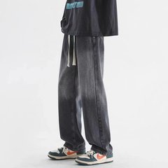 グラデーションジーンズ男性春秋香港風レトロゆるいウエスト個性ストレートパンツ