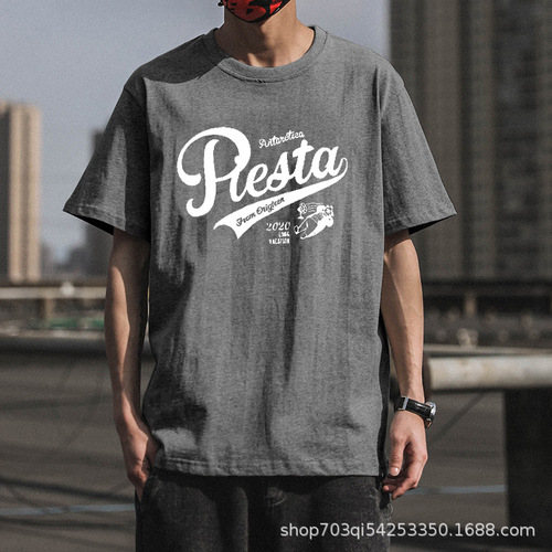 200g pure cotton short-sleeved men's summer thin model loose matchable adolescents junior high school students half