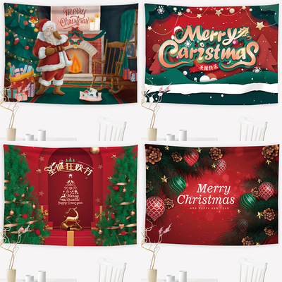 新款聖誕節聖誕樹挂毯裝飾聖誕老人挂布背景布聖誕裝飾聖誕樹