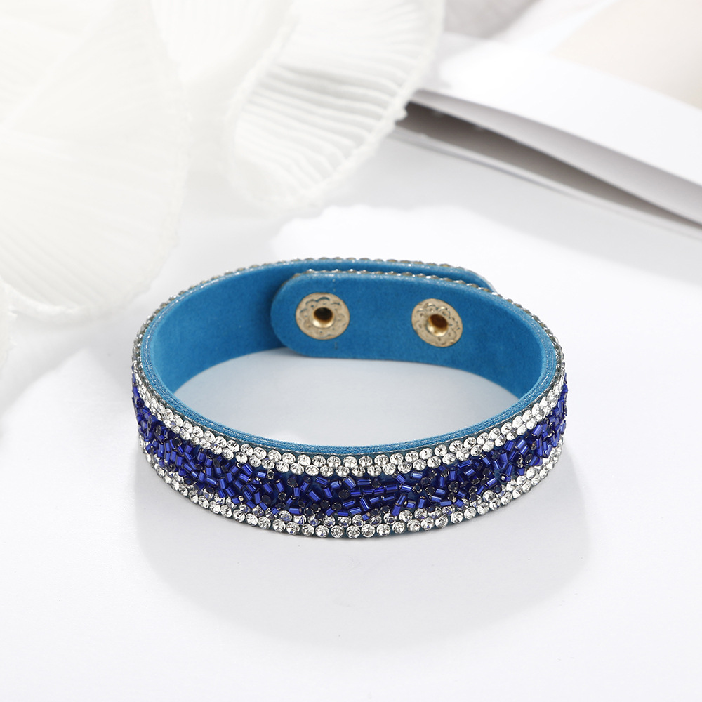 wholesale jewelry retro color splicing inlaid diamond snap button bracelet nihaojewelry