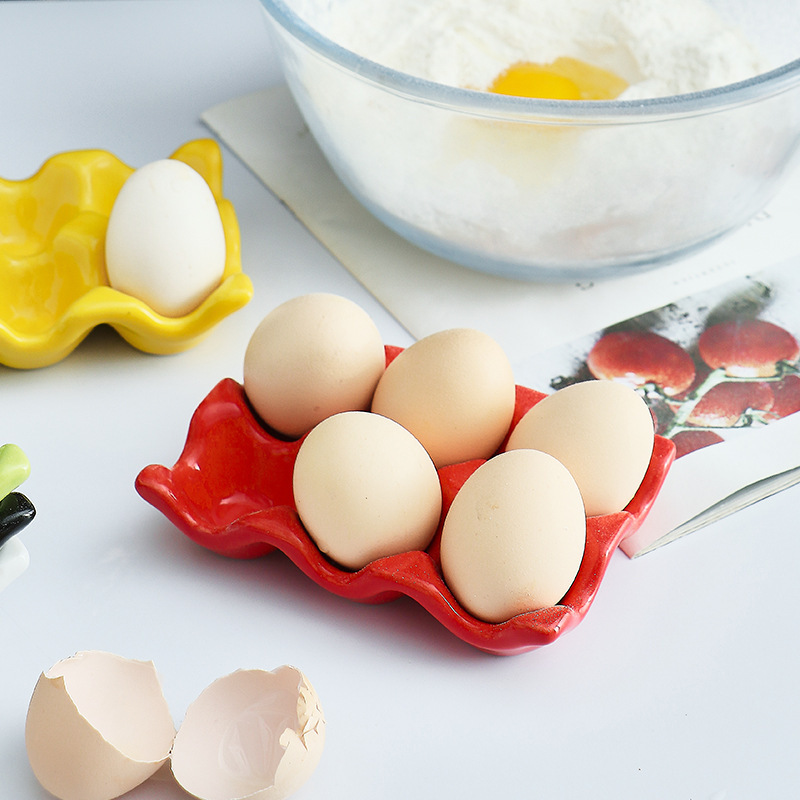クリエイティブな家庭用収納セラミック卵かわいいパーソナライズされた無地冷蔵庫保存格子和風|undefined