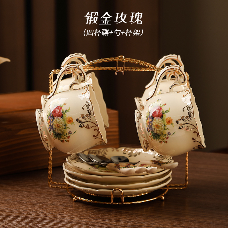 Set de tazas de café europeas pequeñas tazas de té de la tarde de lujo casero cortes de alta calidad tazas de café de cerámica exquisita plato