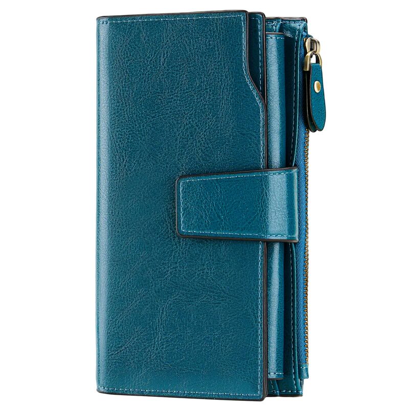 Amazon Foreign Trade Best-Selling Women's Wallet Long Korean Style Oil Wax Leather Women's Multi-Card Slot Wallet Clutch Bag in Stock