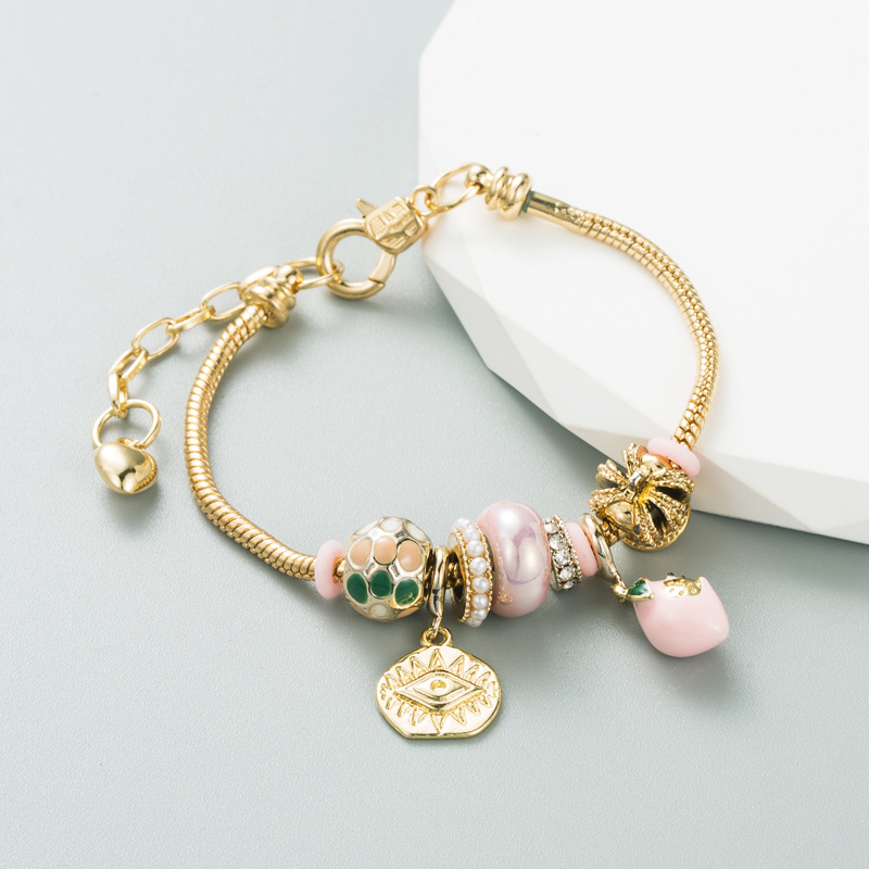 Fashion Devilu0027S Eye Copper Bracelets Enamel Inlay Rhinestones Pearl Copper Bracelets