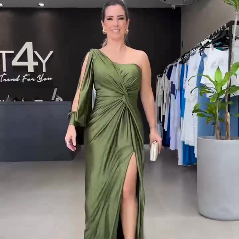 Amazon European and American 2024 Spring New Evening Dress Fashionable Ladylike Waist Slim Long Skirt for Women