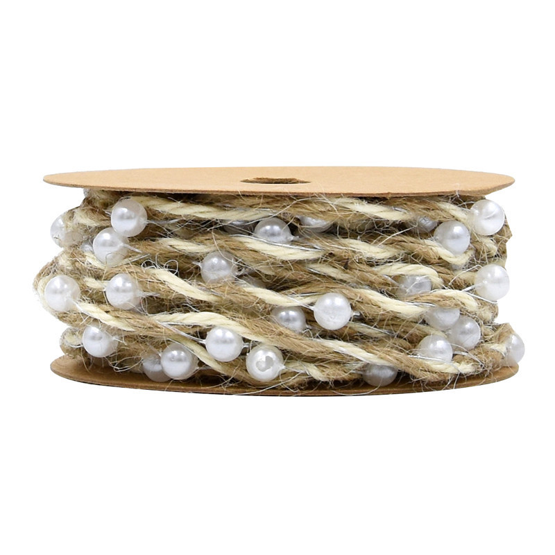 Nuevo transfronterizo tejido a mano contraposición corda de cáñamo flor de jardinería embalaje de regalos de cadena de cuentas con alambre de hierro 5 metros