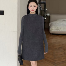 2025冬装新款女装气质无袖女中长款马甲背心连衣裙2050