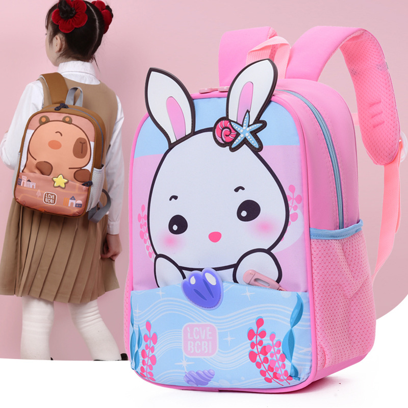 Mochila de jardín de infantes Cutie Little Bunny Mochila de niñas Capibala Mochila de dibujos animados para niños preescolares