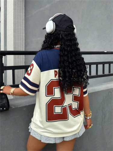 European and American summer women's personalized trendy street-style loose printed T-shirt short sleeve