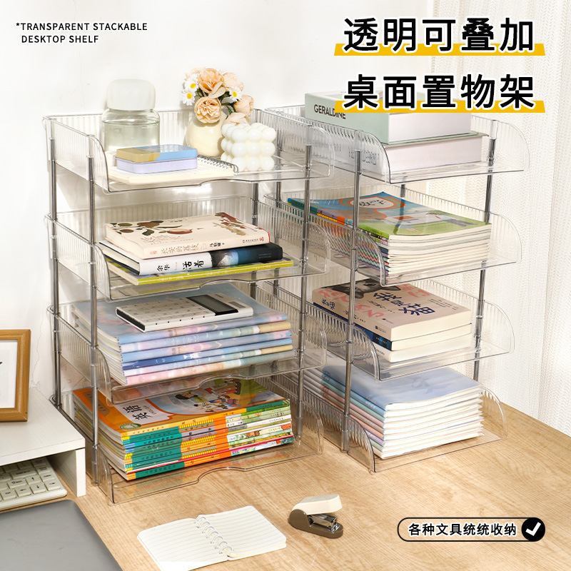 多功能加高款桌面置物架透明可叠加收纳盒洗漱台护肤品透明收纳架|undefined