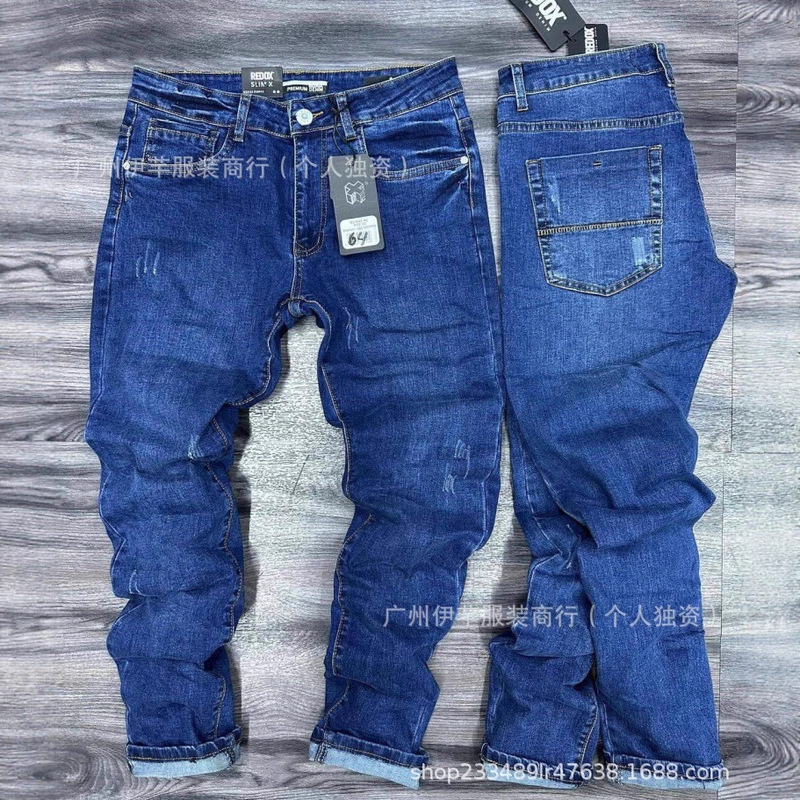 Men's Jeans Available, Cross-Border Men's Korean-Style Stretch Skinny Jeans Wholesale