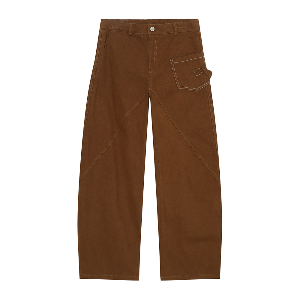 MTLCLOTHES Hombres| Otoño nuevo estilo francés de alta calidad de deconstrucción empalme de hombro de color sólido conjunto de moda vaqueros