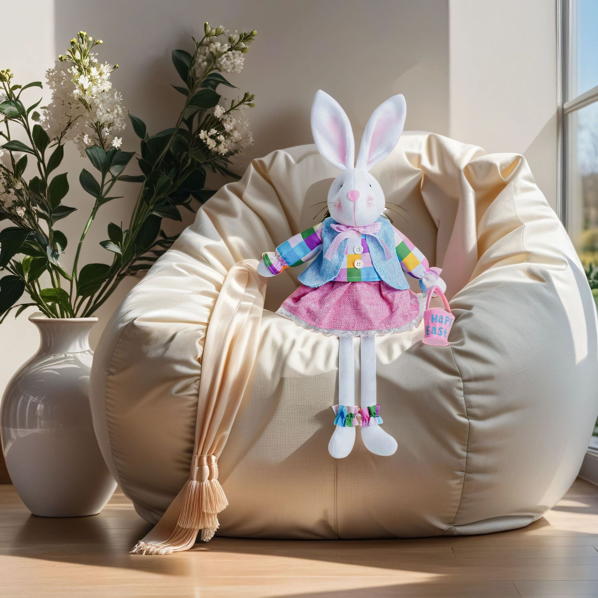 Cruz-frontera nueva muñeca de conejo de Pascua cesta de Pascua marca conejo muñeca colgante decoración del partido