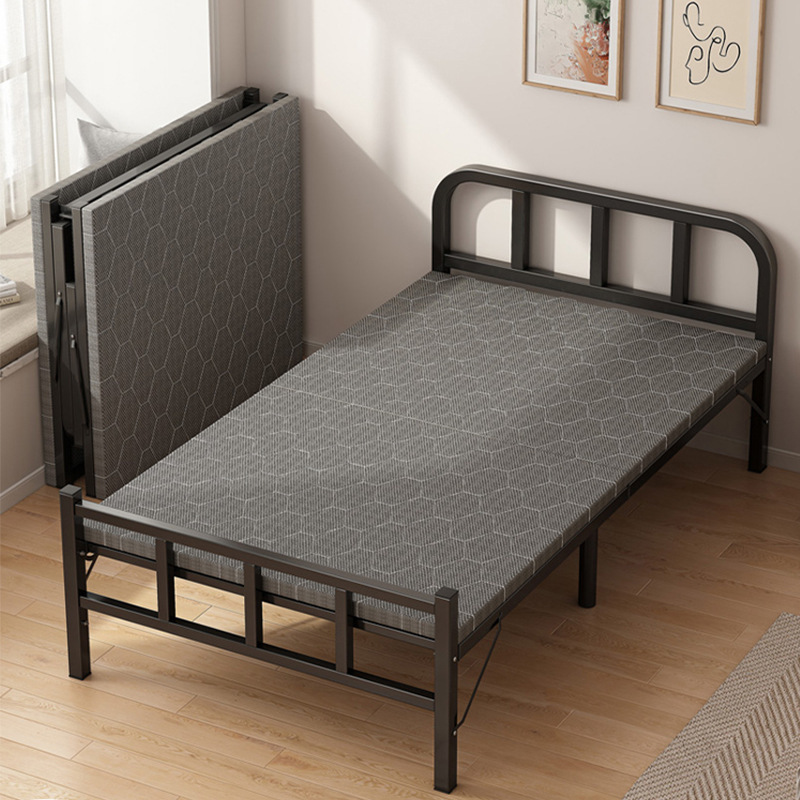Cama plegable Cama supletoria multifuncional para el hogar individual Cama pequeña para el almuerzo de 1,2 m Cama de hierro dura para adultos