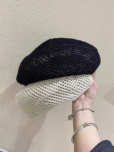 Summer Korean-style mesh breathable black temperament beret for women, casual and versatile, makes face look smaller, artist beret