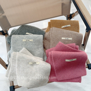 South Korea Solid Color Small Label Wool All-match Children's Scarf Autumn and Winter Knitted Warm Scarf for Boys and Girls Fashionable Collocation