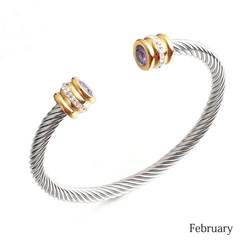 Titanium Steel Bracelet Colorful Diamond Twist Bangle Jewelry Wholesale display picture 8