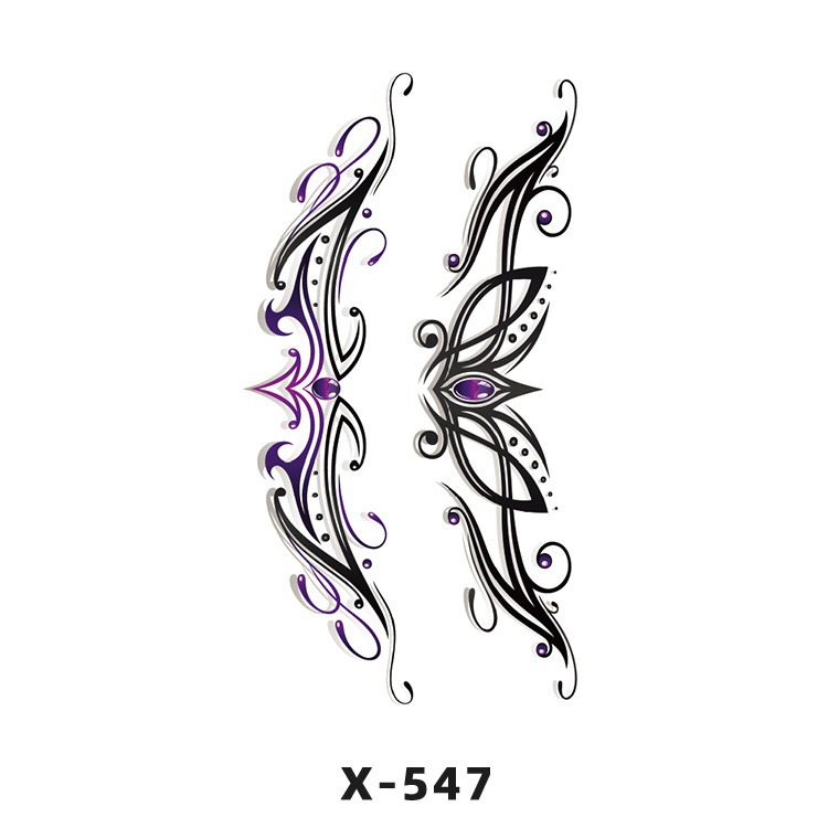 Arco de flor pequeña pegatinas de tatuaje fresco 3D dibujos animados transfronterizo Henna rosa impermeable texto en inglés pegatinas de tatuaje