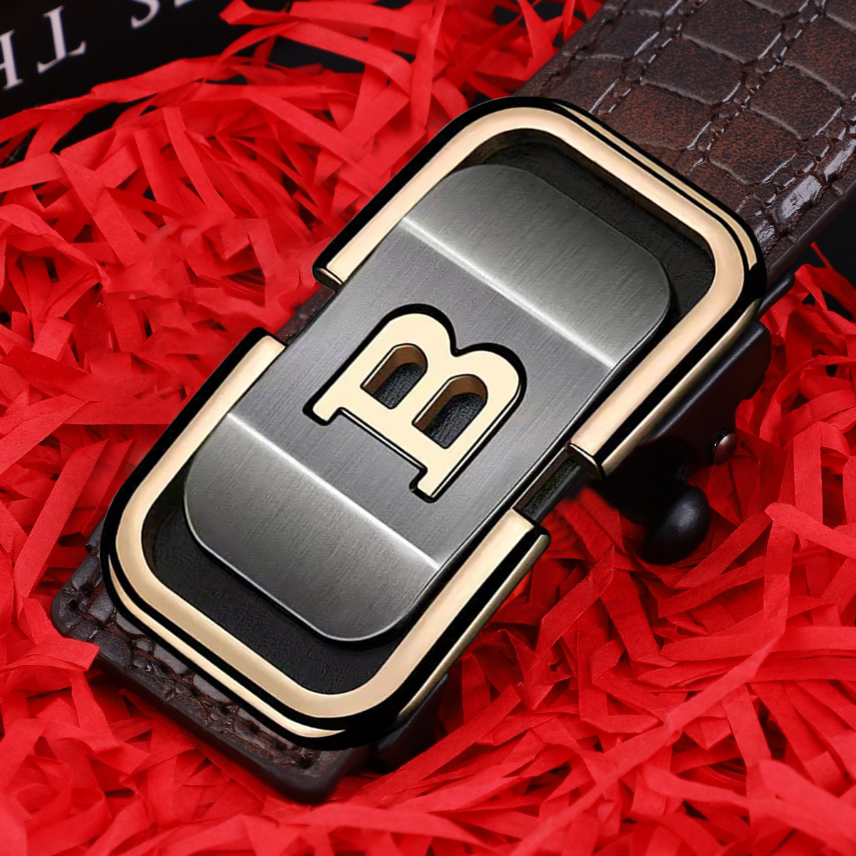 Cinturón de los nuevos hombres hebilla automática piel de vaca moda negocios elite pantalones de los hombres cinturón versátil casual cocodrilo patrón cinturón