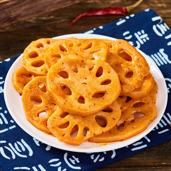Slippery Baby Crisp Lotus Root Slices 100g Bag Spicy Black Duck Flavor Crisp and Cool Snack Snack Snack Spicy