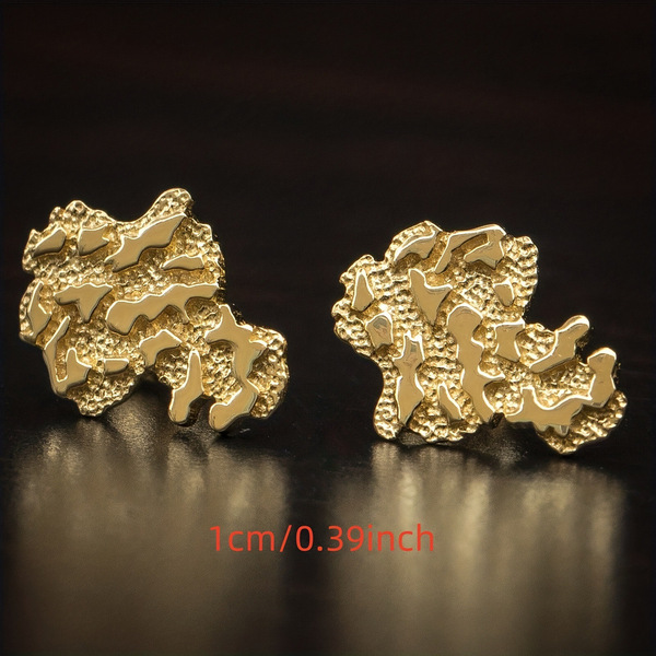 golden geometric fashionable earrings for men and women hip-hop…
