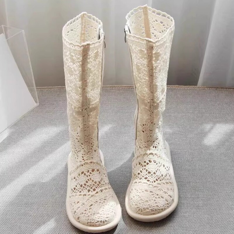 Forest Style~Retro Style High-Top Sandals for Women 2026 Summer New Mesh Hollow-Out Mid-Calf Boots Niche Roman Mesh Boots Forest Style~Retro Style High-Top Sandals for Women 2026 Summer New Mesh Hollow-Out Mid-Calf Boots Niche Roman Mesh Boots
