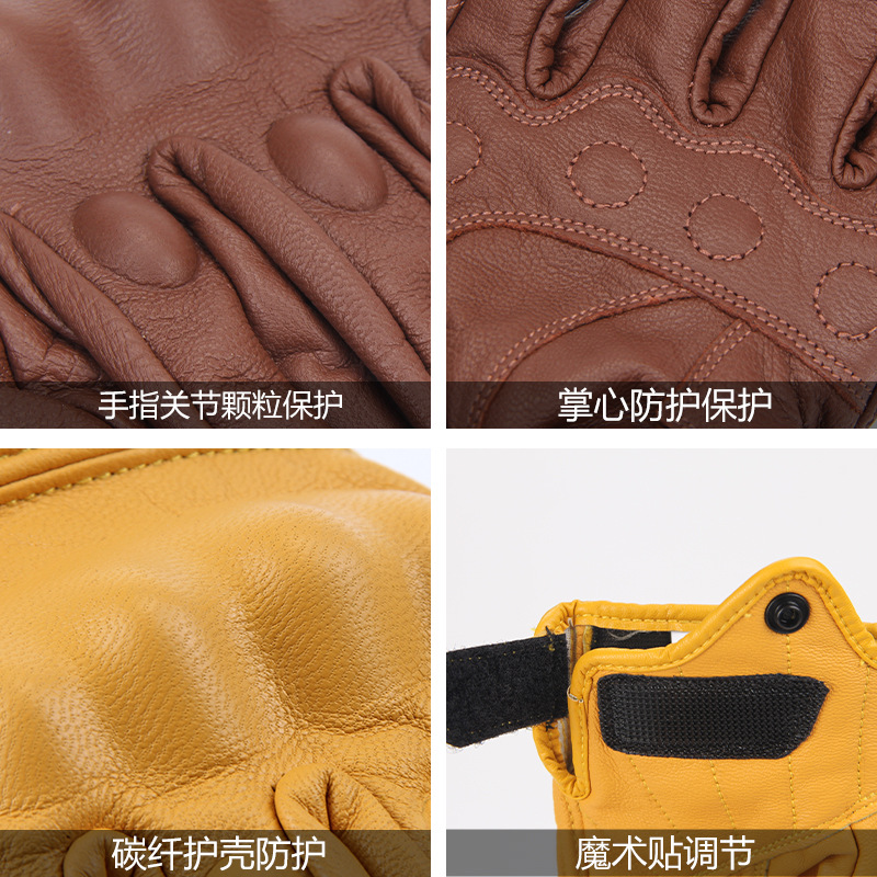 Guantes de cuero Guantes de carreras de motos Guantes de ciclismo al aire libre Guantes retro a prueba de viento