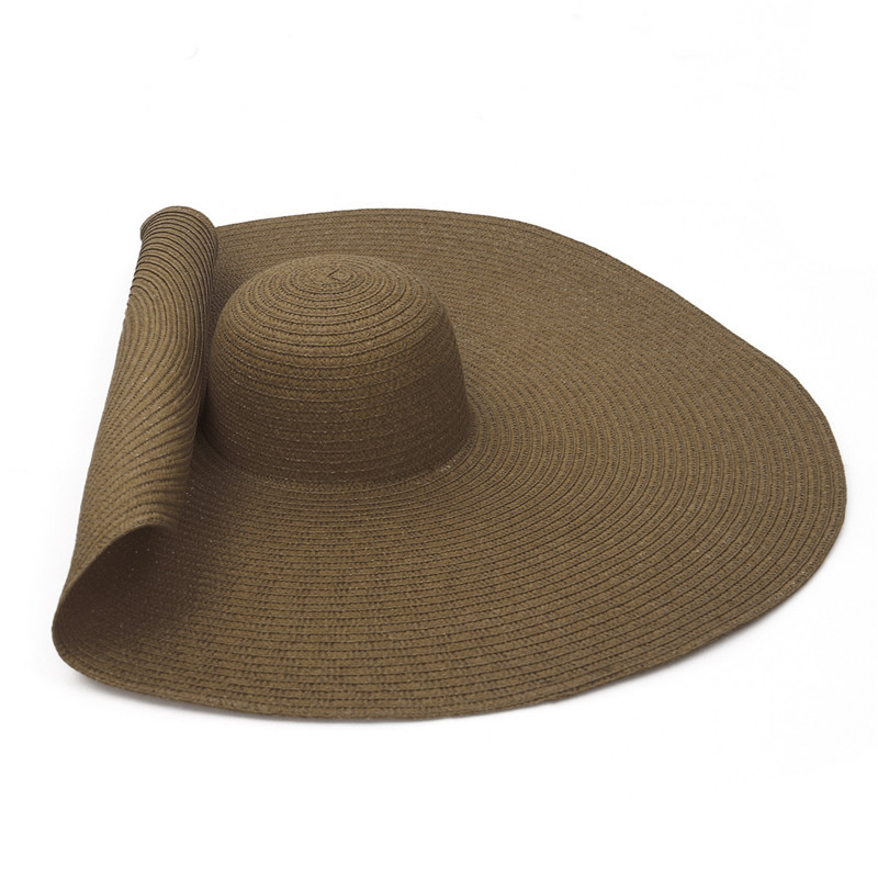 Damen Strohhut Mit Breiter Krempe Für Strand Und Sommerurlaub_voghion.com