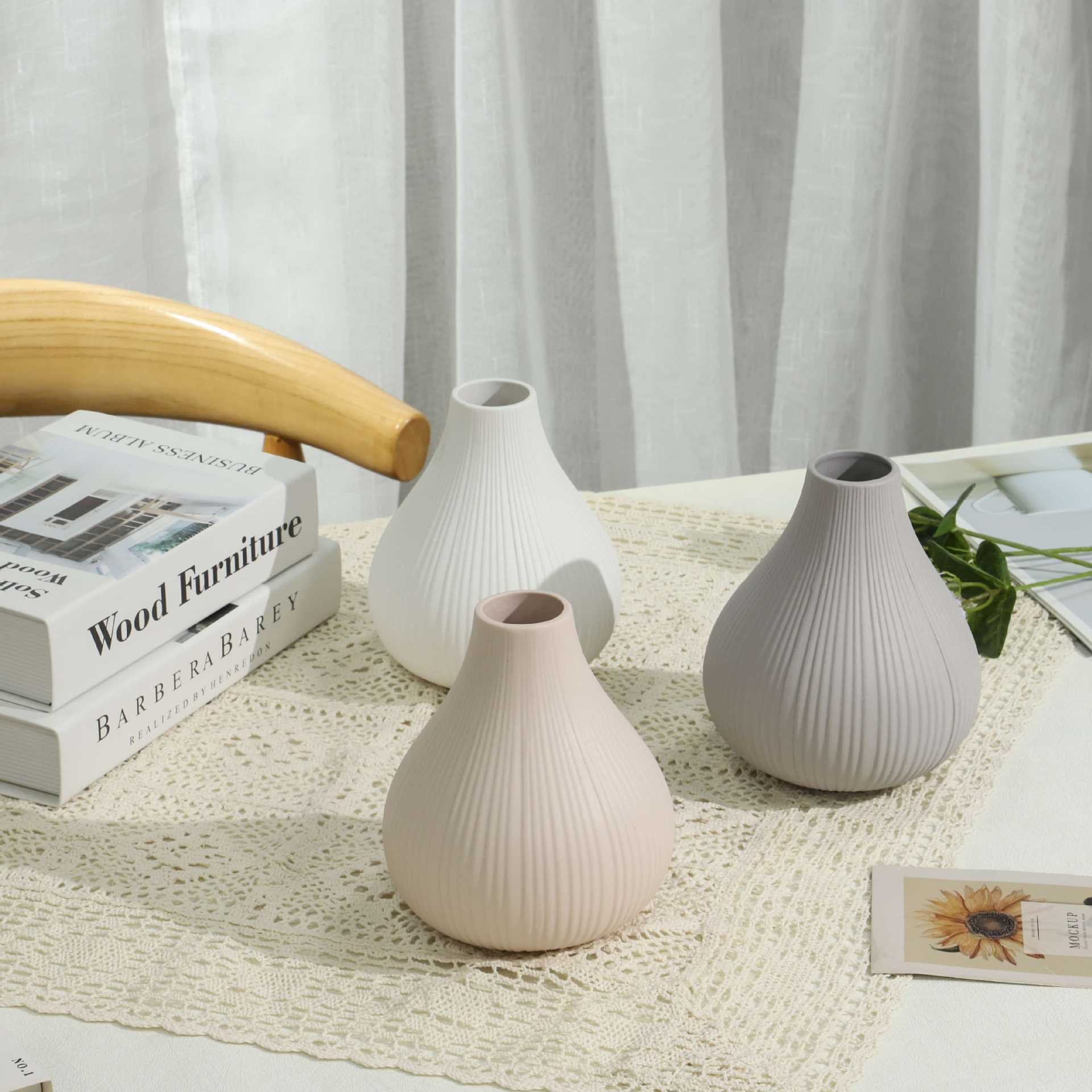 Ins Nórdica creativa decoración del hogar vasijas de cerámica adornos minimalistas vasijas de sala de estar flores secas vasijas de arte