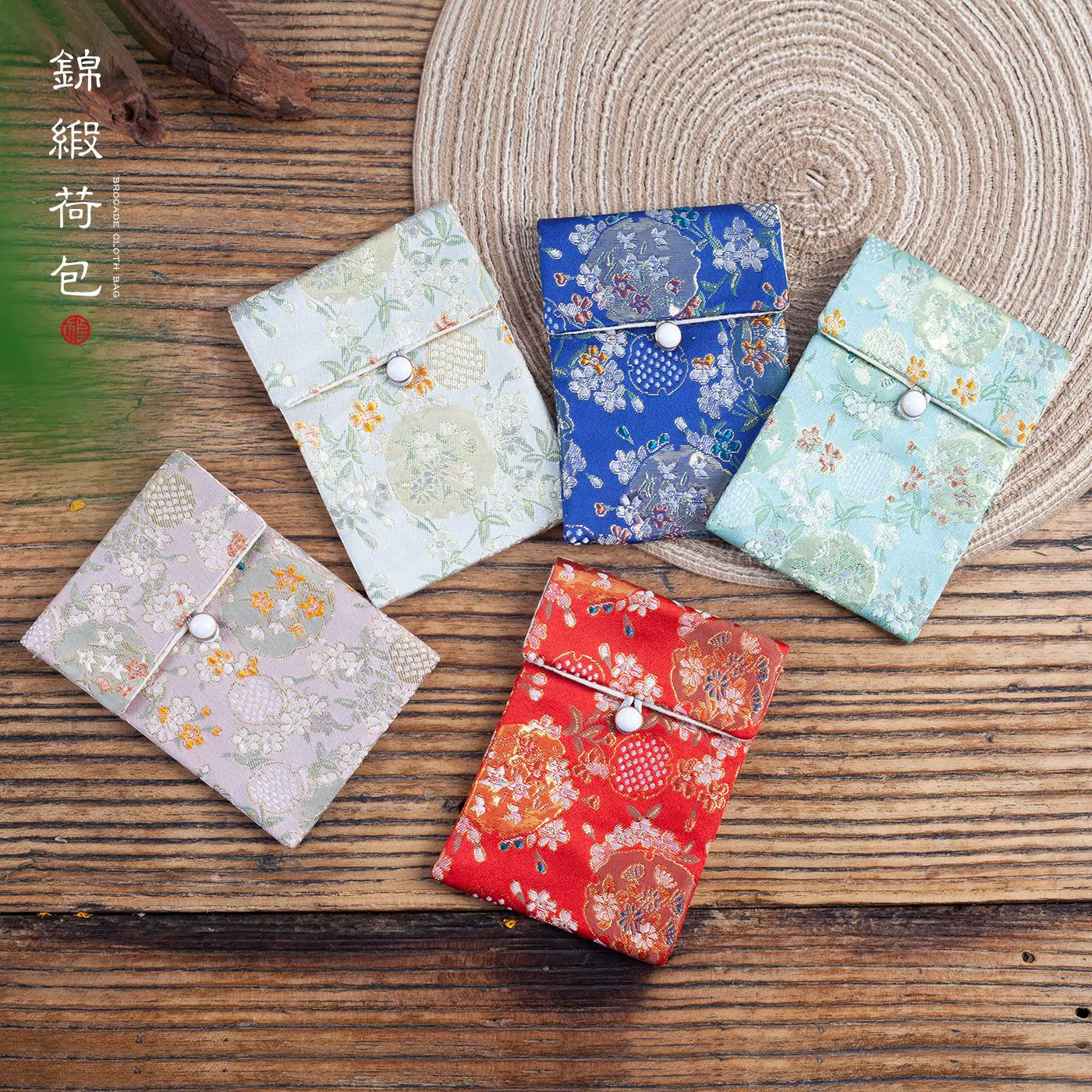 Оптовая продажа ювелирных изделий сумка шампурная сумка Изумрудная нефритовая ткань сумка парча бусы сумка сумка ювелирные изделия